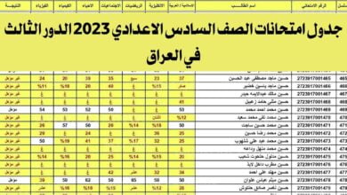 جدول امتحانات الصف السادس الاعدادي 2023 الدور الثالث في العراق